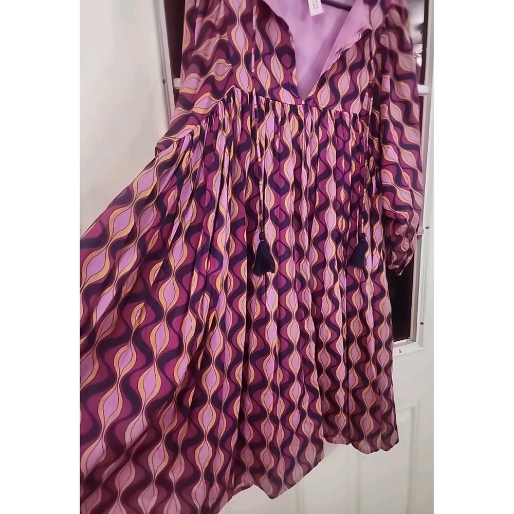 Uncle Frank Ivy Jane NAVY PURPLE Kaleidoscope Swing Dress Women‎ M Boho Colorful